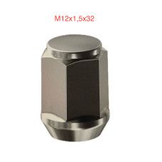 Гайка M12x1,5 конус, высота 32мм, с выступом, закрытая, ключ 19мм, хром (801345HT/801445HT/EL32)